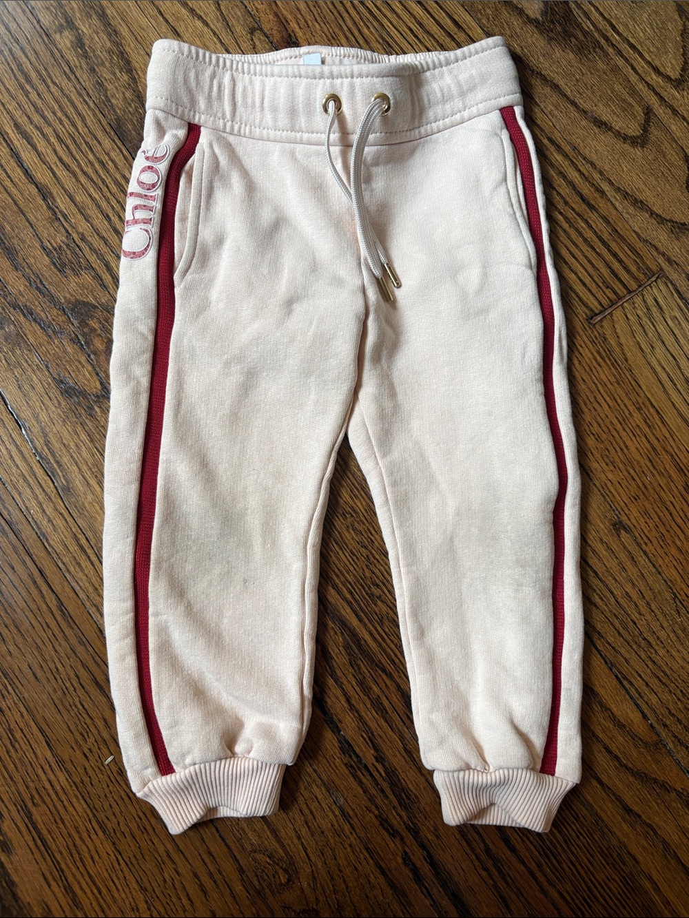 Chloe Cream Joggers with Maroon Side Stripes